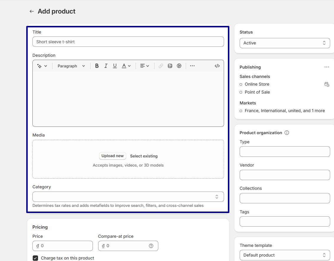 Fill in product information. 